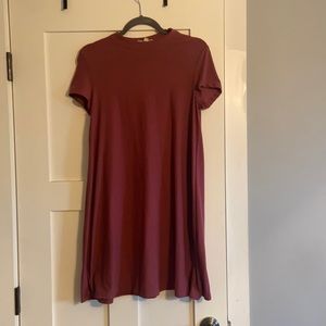 Mauve High Neck T-Shit Dress